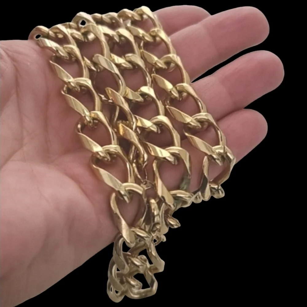 VINTAGE Y2K Cuban Link Chain 30” Gold Plated Hip Hop Chunky Necklace 90s - Picture 3 of 13